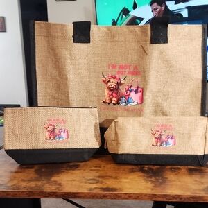 Chic Black and Tan Travel Bag Set Sold As A Set